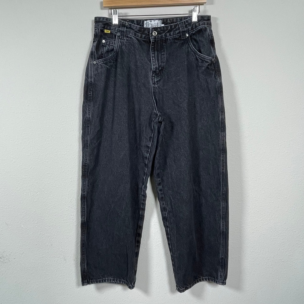 Dime Baggy Jeans Mens‎ 33x28.5 Black Grunge Hip Hop Embroidered Streetwear